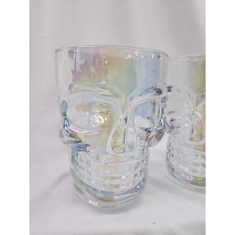 Luster Glass Skull Mugs Set Of 2 LargeCapacity No Cracks Or Chips Read Descript - Picture 2 of 15